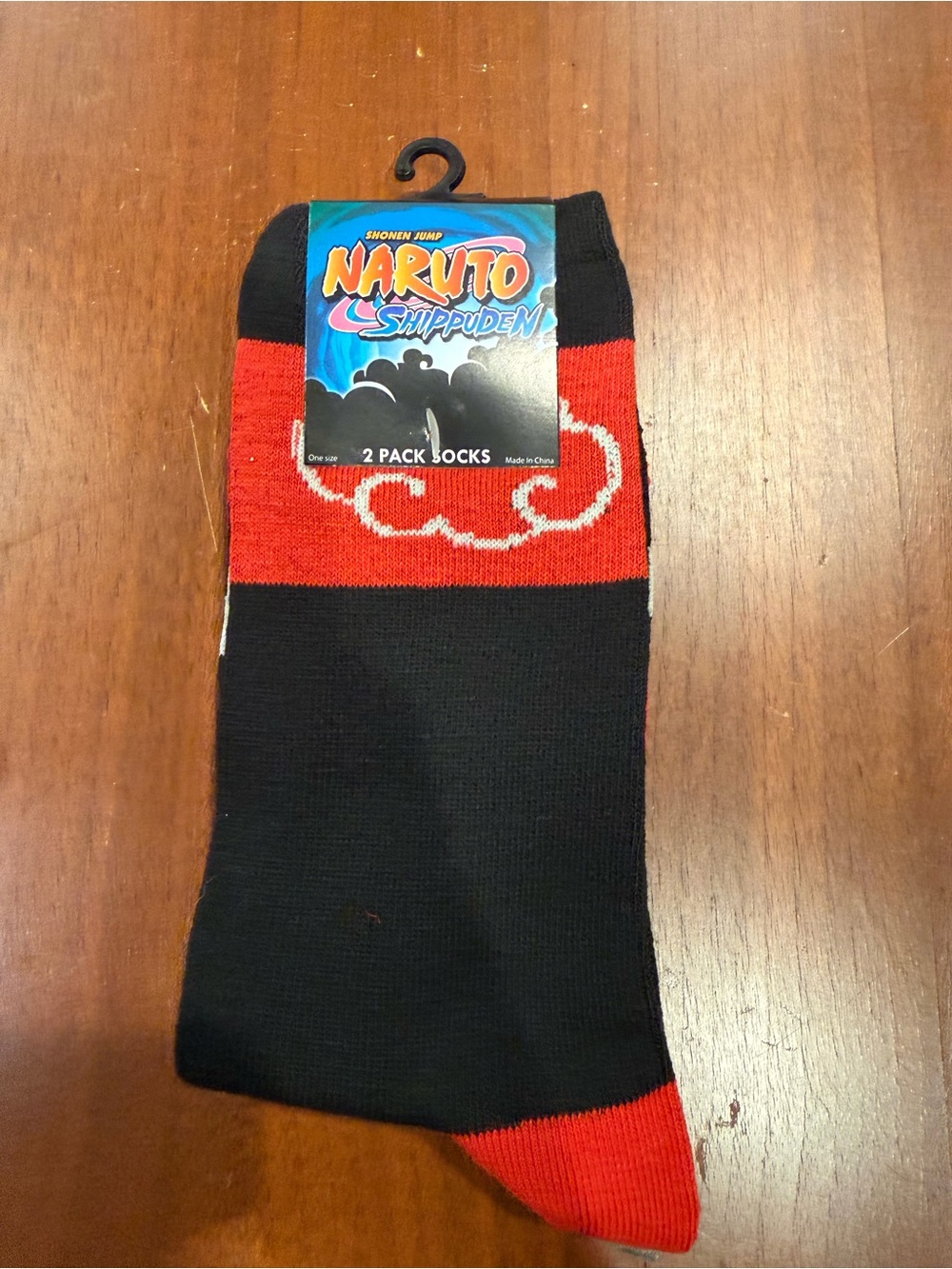 Naruto Men's Black & Red Crew Socks